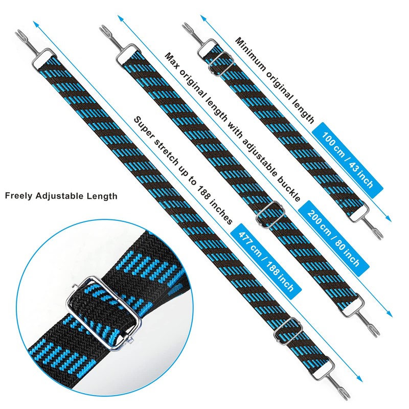 MOLADRI Heavy Duty Adjustable Bungee Cords with Double Hooks Set,80"