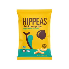 Hippeas Chickpea Puffs, Vegan White Cheddar, 1.5 Ounce (Pack of 1), 6g Protein, 4g Fiber, Vegan, Gluten-Free, Crunchy, Plant Protein Snacks