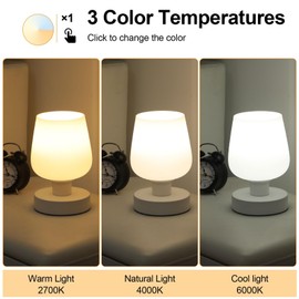 Lightess Touch Bedside Table Lamp, Dimmable LED Nightstand Lamp, Bedroom Lamp with Adjustable Color Temperature, LED Bedside Lamps for Home Decor, Desk Lamp with Glass Shade for Office Living Room