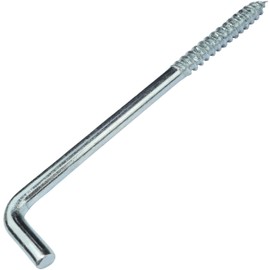 AERZETIX - C58024 - Set of 10 Screw Hooks in Shape L for Screwing Diameter 6 x 100 mm - Square Hook with Self-Tapping Screw - Galvanised Steel - Colour Silver