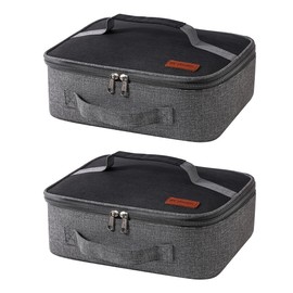 NUZAMAS Set of 2 Insulated Lunch Bag Leakproof Hand Carry Bag for Adults Kids Lunch Boxes Picnic Bags Food Cooler Storage Meal Prep Bento Box Tote for Office School Camping Travel Fishing Hiking-Grey