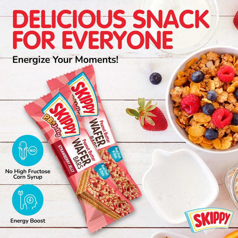 SKIPPY P.B. & Jelly Wafer Bars, Strawberry Jelly Flavor, Real