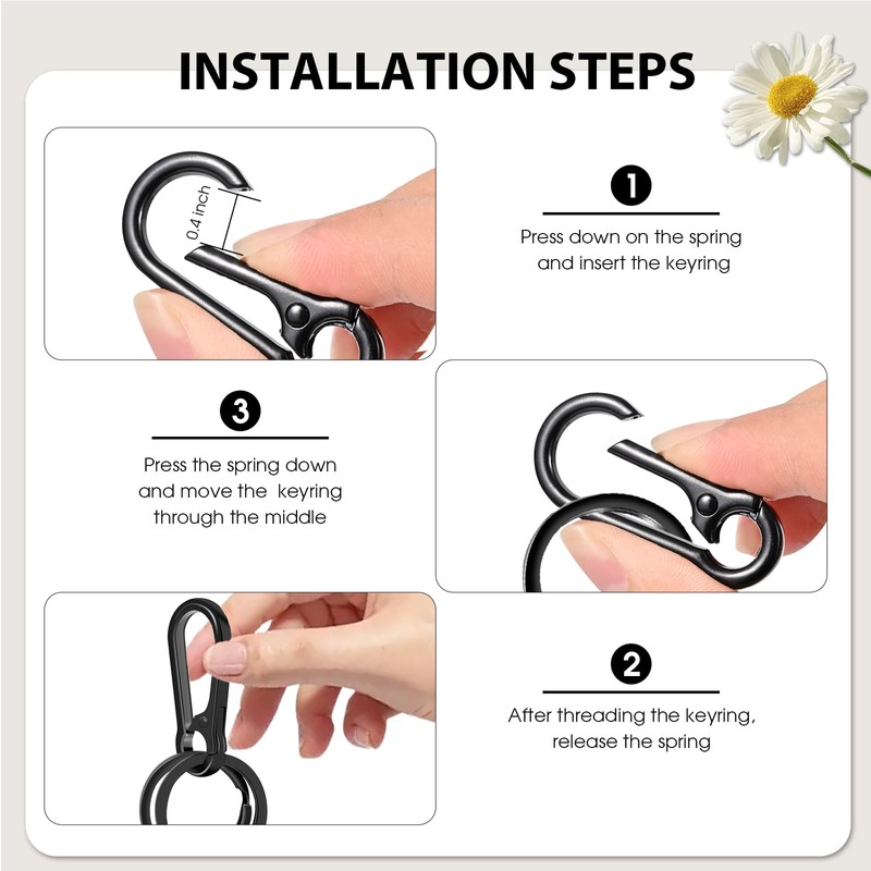 DMENER 4PCS Metal Keychain Clip Hook Keychain Keyring Key Chain