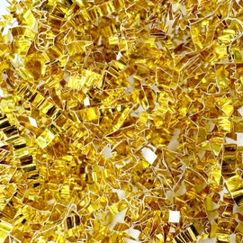 Corlcol 1LB Double-sided Gold Sparkly Cut Paper Shred Filler For Gifts Wrapping On Holiday Valentines Day Birthdays Weddings Party（3MM）