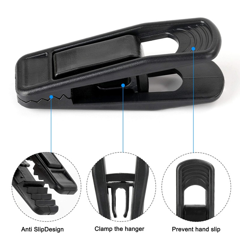 Tinfol Black Plastic Hanger Clips 40 Pack, Large Opening Pant