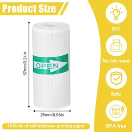 18Rolls Thermal Sticker Paper for Mini Printer Sticker Maker,Self-Adhesive Mini Printer Paper,Thermal Labels for Most Pocket Printer,57mmx25mm,Glossy Thermals Printers Papers,Print Pod for Home Use