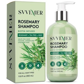 Svvimer shampoo para la caída del cabello de romero champu para la caída del cabello y crecimiento - Engrosador, Voluminizador y Fortalecedor para... 