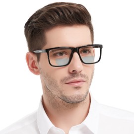 MARE AZZURO Oversized Bifocal Reading Glasses +1.5 Men Blue Light Blocking Readers 1.00 1.25 1.50 1.75 2.00 2.25 2.50 2.75 3.00 3.50 (Black, 1.5)