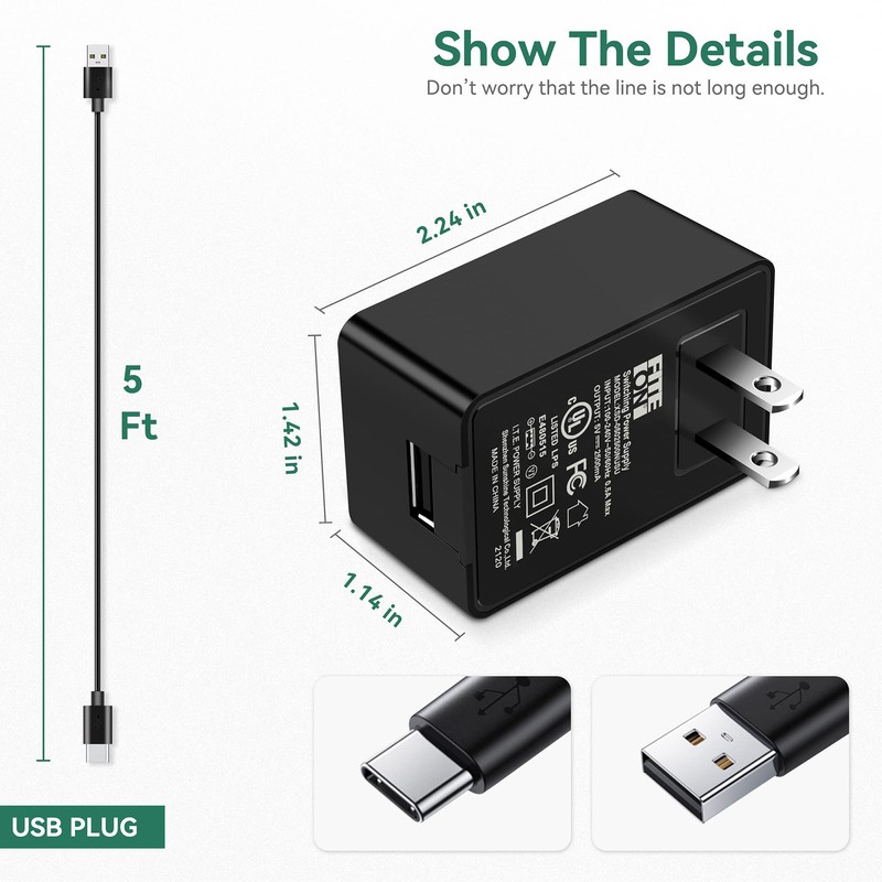 FITE ON 5V Type C Power Charger Compatible with NEXPOW