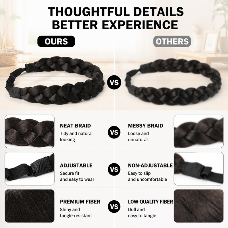 Hair Accessories Set - Braided Headband - Satin Hair Ties