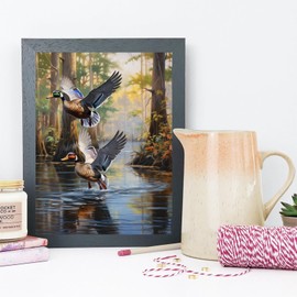 QAZWSX Mallard Ducks Flying Water 5D Diamond Painting Kits Round Full Drill Diamond Art DIY Paint by Diamond Number Kits for Beginners Easy Cross Stitch for Wall Decor Gift 30x40cm