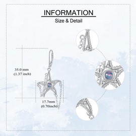 MONGAS Starfish Earrings Sterling Silver Created Opal Starfish Drop Dangle Earrings Ocean Beach Jewelry Gifts for Women