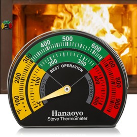 Hanaoyo Wood Stove Thermometer with Large Dial, Magnetic Stove Pipe Thermometer for Wood, Gas, Pellet Stoves (1 Piece)