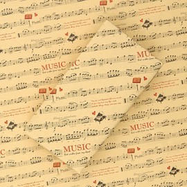 Music Wrapping Paper, Musical Notation Piano Score Kraft Musician Gift Wrap Paper Folded Flat 4 Sheets for Women Men Birthday Baby Shower Holidays Wedding Christmas Music Concert Gift Packaging Sheet