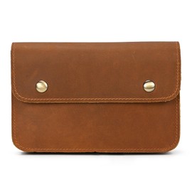 LUUFAN Men's Leather Waist Bag Fanny Pack Belt Pouch Bum Bag (Dark Brown)