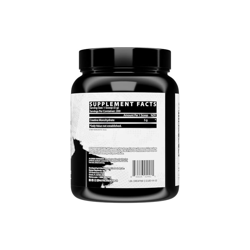 NUTREX Research Creatina Monohidratada Creatina Micronizada Sin Sabor 1000 g