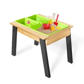 Kids 3 Sets Rushing River Falls Sensory Table, Wood Sand Playset for Kids, Outdoor Wooden Toy Play Water Set for Boys and Girls, Picnic Table for Outdoor Backyard Splash (Natural2)