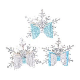 BIUDECO 3pcs Glitter Snowflake Hair Clips for Girls Creative Barrettes Bobby Festive Accessories for Christmas Year Parties Elegant Easy to Use Design