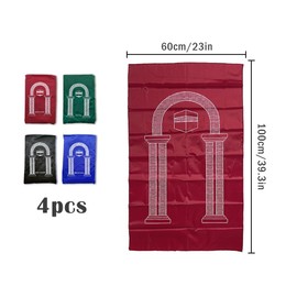 Kellegour 4 Pieces Portable Travel Prayer Mat,Portable Muslim Islamic Prayer Mat,Polyester Prayer Rug,4 Colors Muslim Prayer Carpet with Pocket for Islamic Gifts Ramadan Family Trips(60 cm x 100 Cm)