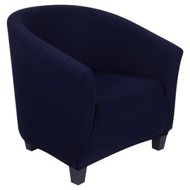 SearchI Club Chair Slipcover Stretch Barrel Chair Covers Solid Color Tub Chair Slipcovers Spandex Armchair Sofa Cover Removable Couch Furniture Protector Arm Chair Cover for Living Room (Pure Navy)