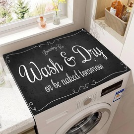 Washer and Dryer Covers for the Top,Non-slip Dryer Top Protector Mat,23.6" x 19.7" Dust-proof Washing Machine Cover, Washer Dryer Top Covers for Laundry Room Kitchen (Black2, 23.6" x 19.7")