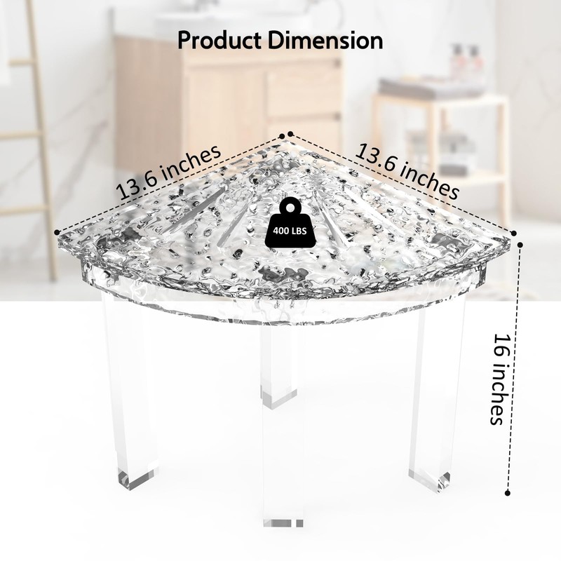 Acrylic Shower Bench - Perfect Corner Shower Stool, Ideal Shower