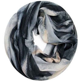 Gloop Loop Tube Scarf for Women Scarf Silky Airy Light with Colourful Pattern Print, grey black