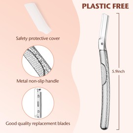 derloyo Dermaplaning Tool for Face, Eyebrow Razor, Eyebrow Shaping, Eyebrow Hair Trimmer and Shaver with Protective Cover, Facial Hair Remover for Women, Hair Removal and Exfoliation (Silver)