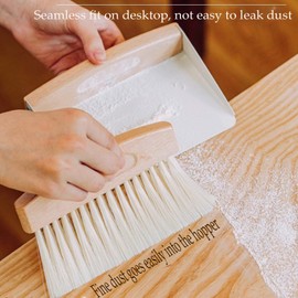 BSMstone Mini Broom and Dustpan Set Small Metal Dustpan and Brush Set Hand Whisk Broom for Home Office Desktop Sofa Pet Care Household Cleaning (sisal Hemp bristles, White)