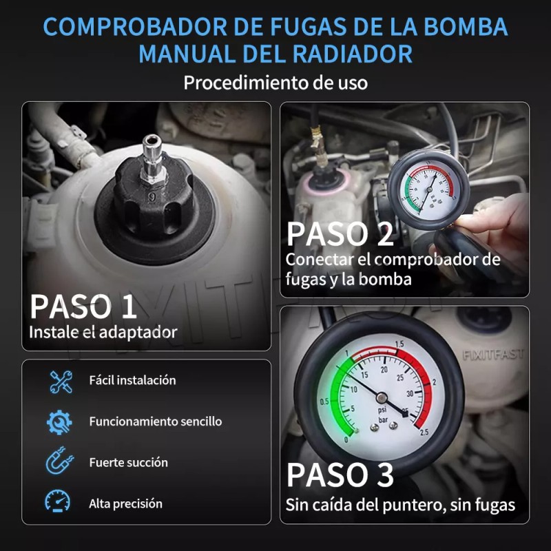 Fixitfast Detector De Fugas De Tanque Automotriz Fixitfast YC0342 28pc