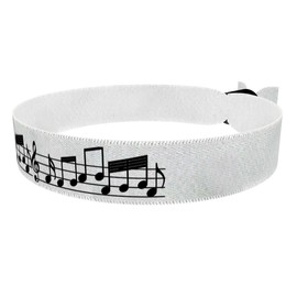 Notenmelodien auf Schwarz weißem Hintergrund - Stoffarmband - Wasserfestes Satinarmband - Musikalisches Accessoire - Geschenkidee für Musikliebhaber - Stilvolles Musikarmband