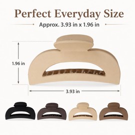 4 Pcs Flat Claw Clips for Women, Matte Hair Clips for Thick Thin Hair, Non Slip Large Hair Claw Set for Half-Up Styles and Low Ponytails