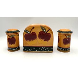 Country Apple Salt and Pepper Shaker with Napkin Holder