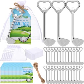 Vesici 18 Sets Golf Club Bottle Opener with Organza Bags Thank You Cards Club Beer Bottle Opener Bulk Novelty Props Gifts for Men Women Golf Party Golfer Birthday
