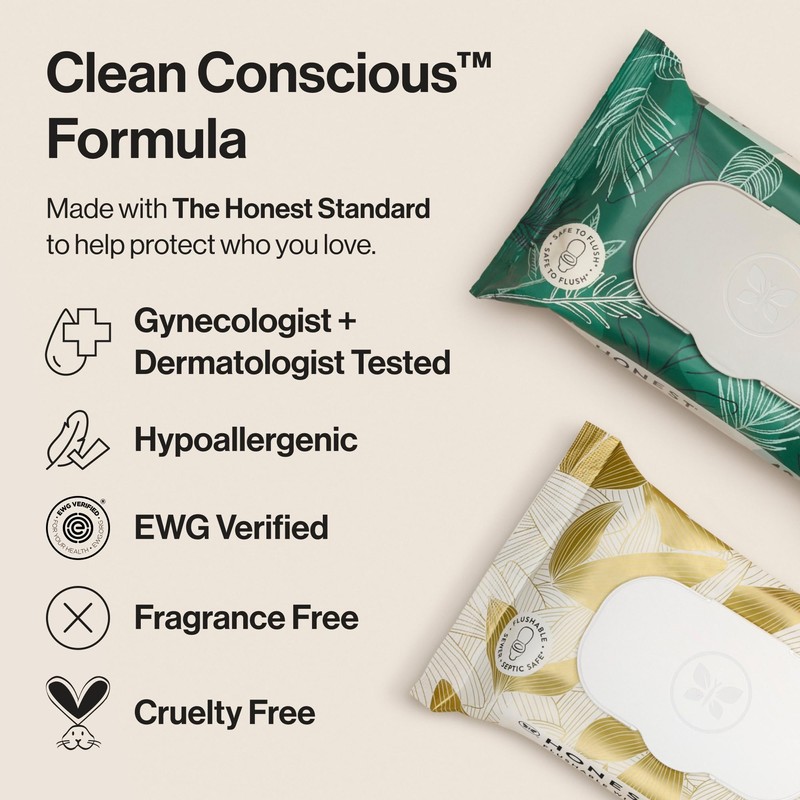 The Honest Company Hypoallergenic Flushable Wipes for Sensitive Skin, Tropical