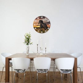 Tangopi Black Horse Wall Clock 10 Inch Silent Non Ticking Wall Clocks Battery Operated Wall Decorative Clock for Bedroom Kitchen Office Classroom