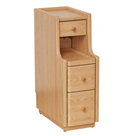 Narrow Nightstand with 3 Drawers,Solid Wood Small Nightstand Natural, Modern Small Bedside Tables for Bedroom(Fully Assembly)