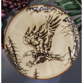 Ebros Gift Pack Of 2 Rustic Western Patriotic Swooping Bald Eagle Round Dinner Plates 10"D