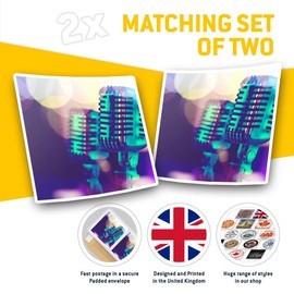 Square Stickers (Set of 2) 10cm - Microphone Singer Band Laptop Tablet Luggage Scrapbook #16495