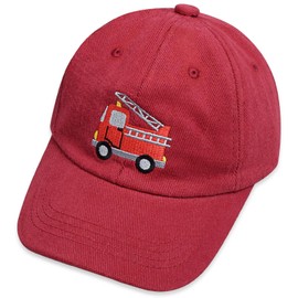 FYBW Tractor Hats for Kids, Cute Embroidered Fire Engines Toddler Baseball Cap Adjustable Sun Hat for Boys Girls Age 3-8(BH03 Red)