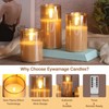 Eywamage Gold Ribbed Glass Flameless Candles with Remote, Flickering LED