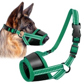 Maiiu Adjustable Dog Muzzle, Anti Biting Barking Chewing Soft Mesh Dog Muzzle, Breathable Dog Muzzle Suit for Small, Medium, Large Dog, Dog Muzzle That Allow Dogs Drinking (Green, X-Large)