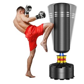 ELEMARA Freestanding Punching Bag with Stand for Adult Youth, Black and Grey (1201X0816)