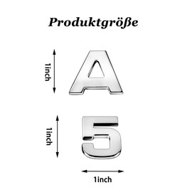 Pack of 40 DIY 3D Chrome Car Emblem Stickers, Alphabet Letters Symbol Badge Stickers Including 26 Alphabets + 10 Numbers + 4 Symbols for Car Motorcycles Laptop