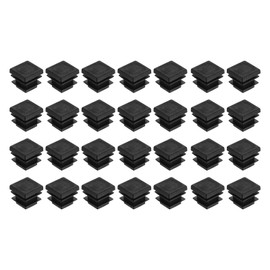 sourcing map 28Pcs Square Plastic Plugs, 16 x 16mm/0.63 x 0.63inch PE Pipe Tubing End Caps for 11-14mm/0.43-0.55inch Square Tube Furniture Chair Leg, Black
