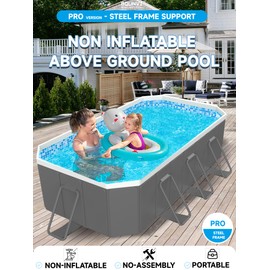 122" Non-Inflatable Foldable Swimming Pool for Family, Portable Above Ground Pool for Adults & Kids, Easy Setup for Outdoor, Backyard, Garden, Camping - Durable PVC(122"×65"×20", Pro)