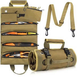 Tool Roll Bag 32 x 15 cm Multi-Purpose Tool Roll Canvas Wrench Tool Bag Tool Roll for Plumbers Craftsmen Carpenters