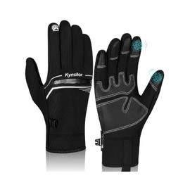 IRYNA Winter Thermal Gloves Men Women Cycling Gloves Windproof Waterproof Elastic Non-Slip Touchscreen Gloves Cycling Gloves Sports Gloves Running Gloves (Black, L)