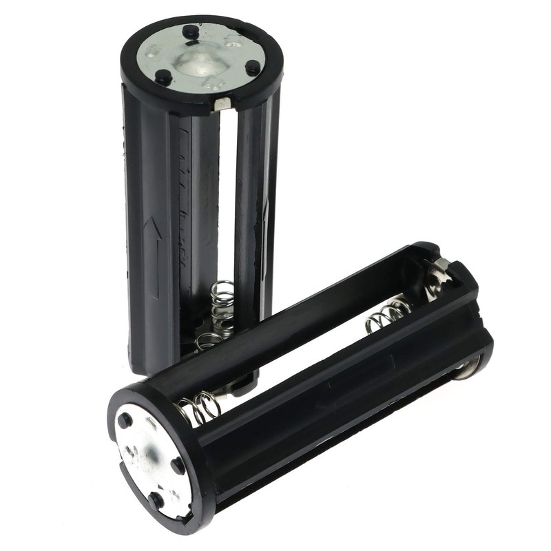 E-outstanding AAA Battery Holder 2PCS Black Cylindrical 3x1.5V AAA Plastic