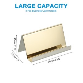 PATIKIL Business Card Holder for Desk, 3Pcs Business Card Holders Stainless Steel Card Stand Organizer Cards Display for Office Exhibition, Gold Tone